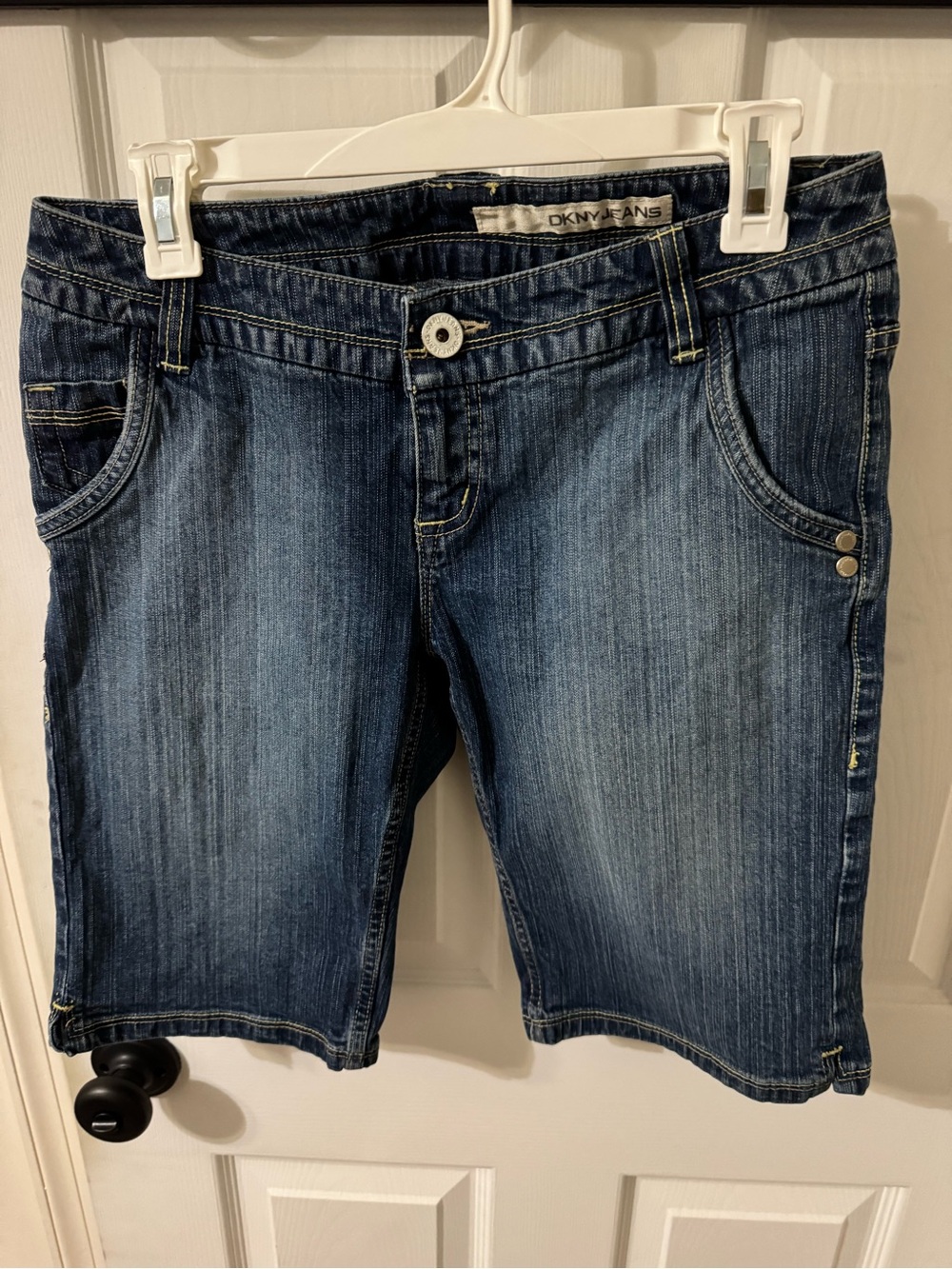 Dkny Dark Blue Denim Bermuda Shorts